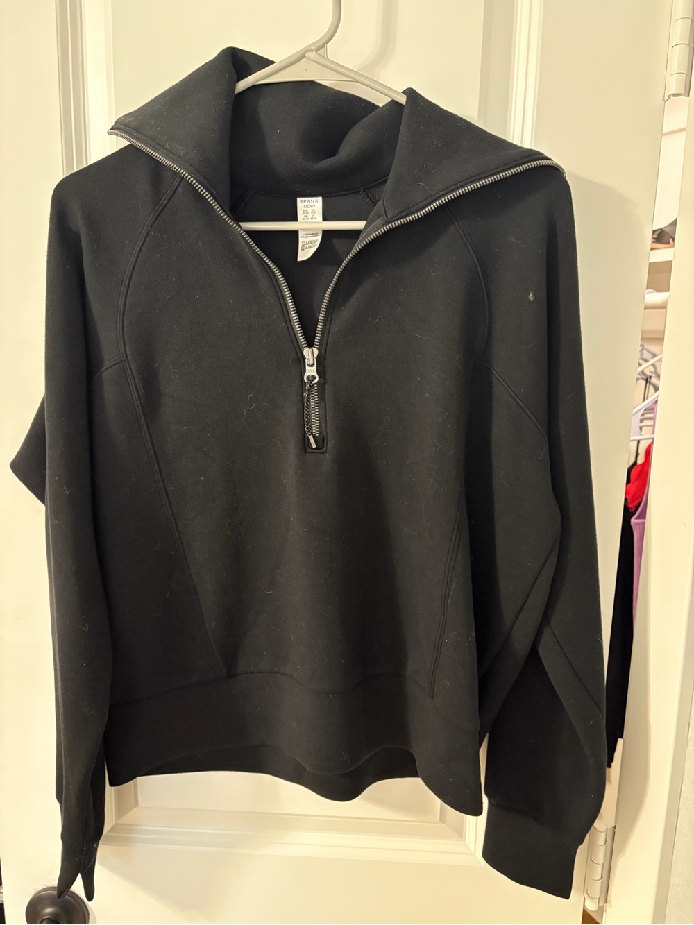 SPANX AirEssentials Black Half‑Zip Sweater Small